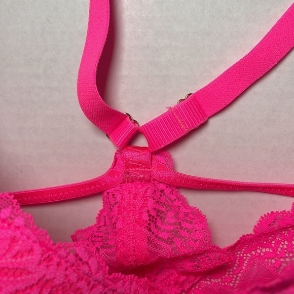 34DD BRA Auden Push Up Demi Racerback Front Closure Molded Cups Hot Pink - Picture 4 of 9